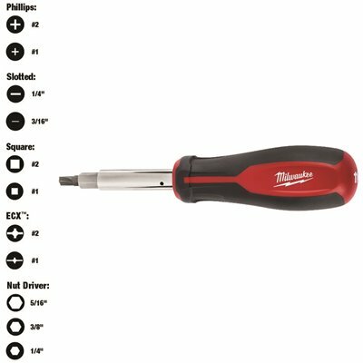 MILWAUKEE 11-IN-1 MULTI-TIP SCREWDRIVER WITH ECX DRIVER BITS - 100140