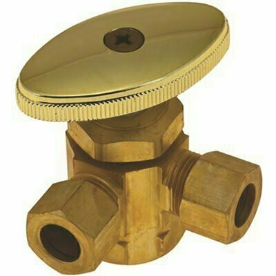DURAPRO 3-WAY DUAL ANGLE STOP VALVE 1/2 IN. IPS X 3/8 IN. OD X 3/8 IN. OD ROUGH BRASS LEAD-FREE - 101579