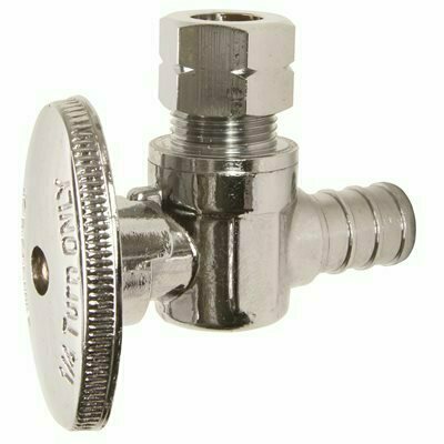 ZURN 1/2 IN. BARB X 3/8 IN. O.D. COMPRESSION PEX BRASS ANGLE STOP VALVE - 101892