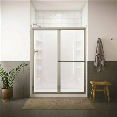 STERLING DELUXE 59-3/8 IN. X 70 IN. FRAMED SLIDING SHOWER DOOR IN SILVER WITH HANDLE - STERLING PART #: 5970-59S