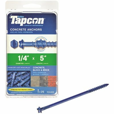 TAPCON 1/4 IN. X 5 IN. HEX-WASHER-HEAD CONCRETE ANCHORS (25-PACK) - 202097049