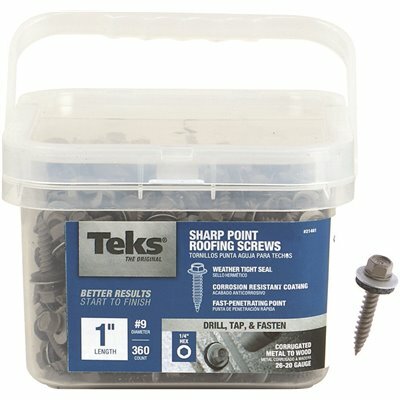 TEKS #9-15 X 1 IN. EXTERNAL HEX WASHER HEAD SHARP POINT ROOFING SCREW (360-PACK) - 206024079
