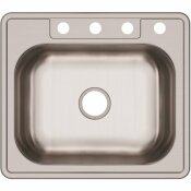 ELKAY DAYTON DROP-IN STAINLESS STEEL 25 IN. 4-HOLE SINGLE BOWL KITCHEN SINK WITH 6 IN. BOWL - 111082