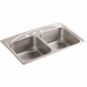 KOHLER CADENCE DROP-IN STAINLESS STEEL 33 IN. 4-HOLE DOUBLE BOWL KITCHEN SINK - 114718