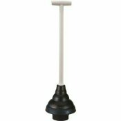 KORKY BLACK TOILET PLUNGER WITH WHITE PLASTIC HANDLE - LAVELLE INDUSTRIES PART #: 93WH-4