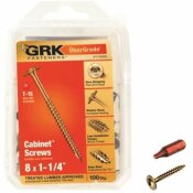 GRK FASTENERS #8 X 1-1/4 IN. STAR DRIVE LOW PROFILE WASHER HEAD DRIVE STYLE CABINET WOOD SCREW (100-PACK) - 203556408
