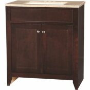 GLACIER BAY MODULAR 30.5 IN. W BATH VANITY IN JAVA WITH SOLID SURFACE VANITY TOP IN CAPPUCCINO WITH WHITE SINK - 203883234