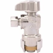 SHARKBITE 1/2 IN. PUSH-TO-CONNECT X 1/4 IN. O.D. COMPRESSION CHROME-PLATED BRASS QUARTER-TURN ANGLE STOP VALVE - 2465693