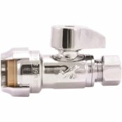 SHARKBITE 1/2 IN. PUSH-TO-CONNECT X 3/8 IN. O.D. COMPRESSION CHROME-PLATED BRASS QUARTER-TURN STRAIGHT STOP VALVE - SHARKBITE PART #: 23037-0000LF