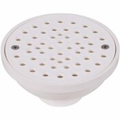 OATEY ROUND WHITE PVC AREA FLOOR DRAIN WITH SCREW-IN DRAIN COVER - OATEY PART #: 435962