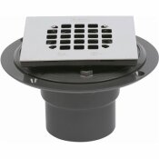 OATEY 3 IN. ROUND BLACK PVC SHOWER DRAIN WITH 4-3/16 IN. SQUARE STAINLESS STEEL DRAIN COVER - OATEY PART #: 423112