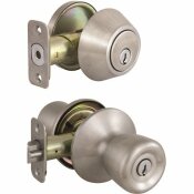 DEFIANT STAINLESS STEEL WATERBURY KEYED ENTRY DOOR KNOB WITH SINGLE CYLINDER DEADBOLT MASTER PINNED COMBO PACK - DEFIANT PART #: BR6L1B-K-MK
