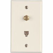 WESTEK 1-GANG CATV F-TYPE CONNECTOR AND PHONE JACK WITH WALL PLATE, THERMOPLASTIC, WHITE (10-PACK) - WESTEK PART #: TWRJ11RG6W-10