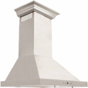ZLINE KITCHEN AND BATH 24 IN. CONVERTIBLE VENT WALL MOUNT RANGE HOOD IN STAINLESS STEEL WITH CROWN MOLDING (KBCRN-24) - ZLINE KITCHEN AND BATH PART #: KBCRN-24