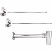 WESTBRASS 1-1/4 IN. X 1-1/4 IN. BRASS ROUND TRAP LAVATORY SUPPLY KIT POLISHED CHROME - WESTBRASS PART #: D1438QRL-26