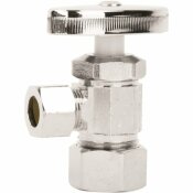 HOMEWERKS WORLDWIDE 1/2 IN. NOMINAL COMPRESSION INLET X 3/8 IN. O.D. COMPRESSION OUTLET MULTI-TURN ANGLE VALVE, CHROME - HOMEWERKS WORLDWIDE PART #: 638 5202