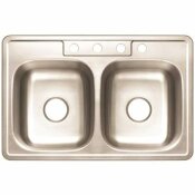 PREMIER DROP-IN STAINLESS STEEL KITCHEN SINK 33 IN. 4-HOLE DOUBLE BOWL KITCHEN SINK WITH BRUSH FINISH - PREMIER PART #: 3562899