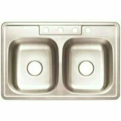 PREMIER STAINLESS STEEL KITCHEN SINK 33 IN. 4-HOLE DOUBLE BOWL DROP-IN KITCHEN SINK WITH BRUSH FINISH - PREMIER PART #: 3562901