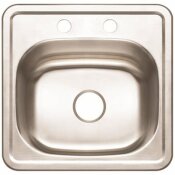 PREMIER BAR SINK 15 IN. X 15 IN. X 5.125 IN. STAINLESS STEEL SINK 2-HOLE SINGLE BOWL DROP-IN BAR SINK WITH BRUSH FINISH - PREMIER PART #: 3562902