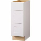 Shaker Assembled 12X34.5X21 In. Bathroom Vanity Drawer Base Cabinet With Ball-Bearing Drawer Glides In Satin White