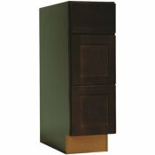 Hampton Bay Shaker Assembled 12X34.5X21 In. Bathroom Vanity Drawer Base Cabinet With Ball-Bearing Drawer Glides In Java