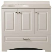 NOT FOR SALE - 3584871 - NOT FOR SALE - 3584871 - GLACIER BAY LANCASTER 36 IN. W X 19 IN. D BATHROOM VANITY IN WHITE WITH CULTURED MARBLE VANITY TOP IN WHITE WITH WHITE BASIN - GLACIER BAY PART #: LC36P2COM-WH