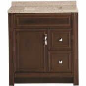 NOT FOR SALE - 3584873 - NOT FOR SALE - 3584873 - GLACIER BAY CANDLESBY 31 IN. W X 19 IN. D BATHROOM VANITY IN COGNAC WITH SOLID SURFACE VANITY TOP IN AUTUMN WITH WHITE SINK - GLACIER BAY PART #: CD30P2-CG