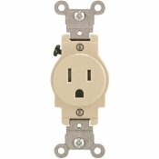 LEVITON 15-AMP COMMERCIAL GRADE TAMPER RESISTANT GROUNDING SINGLE OUTLET IN IVORY - LEVITON PART #: T5015-I
