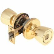 KWIKSET ABBEY POLISHED BRASS EXTERIOR ENTRY DOOR KNOB FEATURING SMARTKEY SECURITY - KWIKSET PART #: 740A 3 SMT 6AL RCS